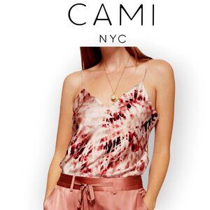 CAMI NYC Raine Blush Tie Dye Silk Camisole V Neck Adjustable Straps XS